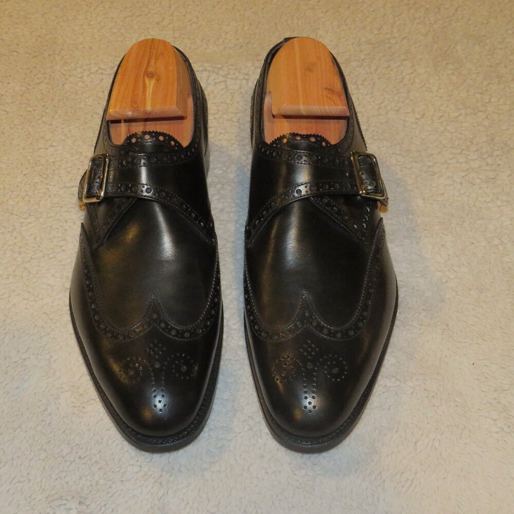 Edward Green x Leffot Hove Black Calf Leather Balmoral Monk Straps 8D NWB